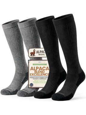Compression Socks for Travel, 15-20 mmHg Support for Men & Women, Alpaca Blend